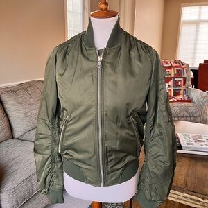Topshop‎ Olive Green Bomber Jacket Size 4 Military Style Y2K Streetwear Gorpcore